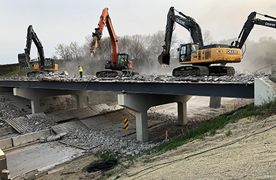 Photo: Demolition work on Hwy 52 bridge.